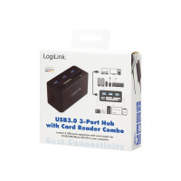 Produktbild för LogiLink USB 3.0 Hub with All-in-One Card Reader - hubb - 3 portar