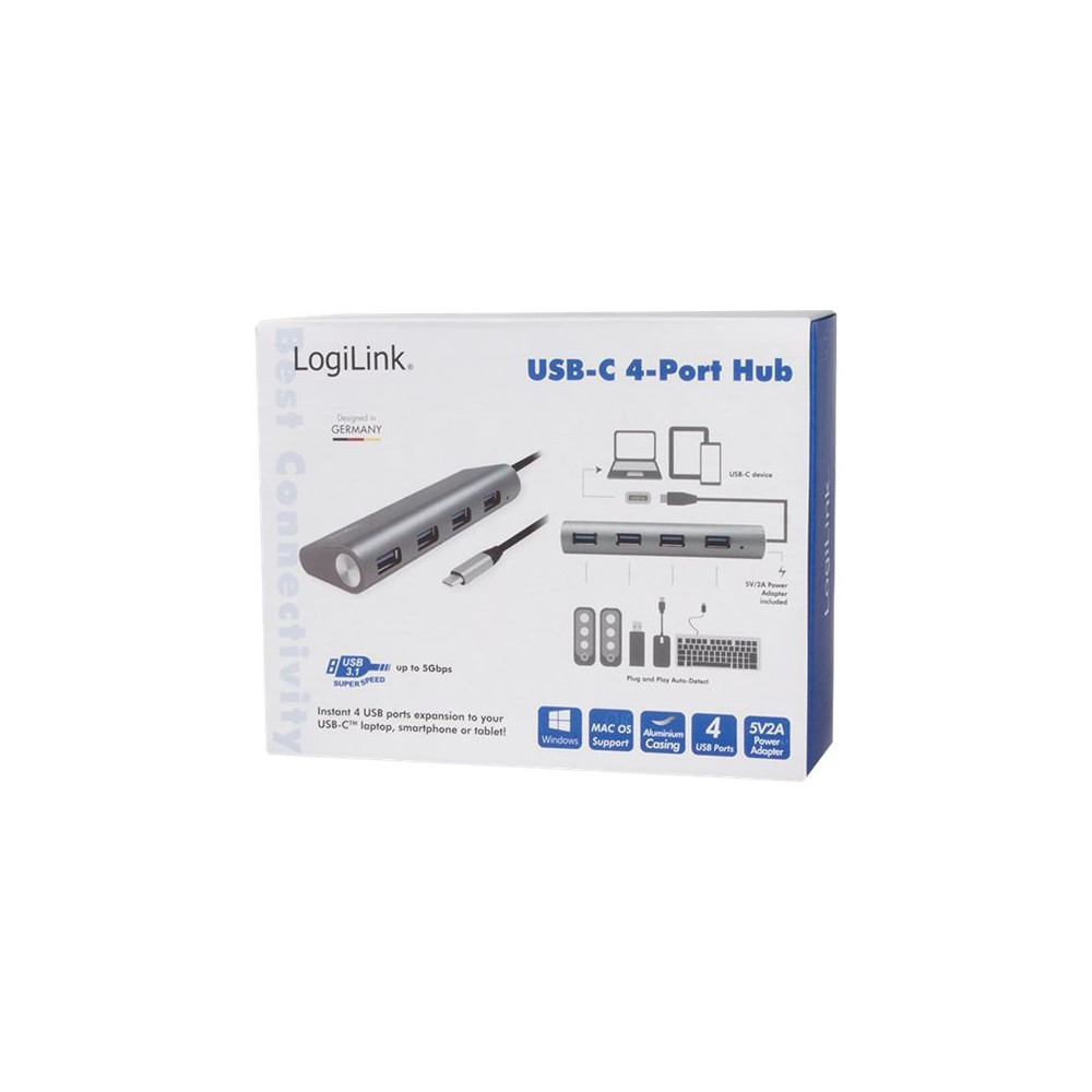 Produktbild för LogiLink USB-C 3.1 hub, 4 port - hubb - 4 portar