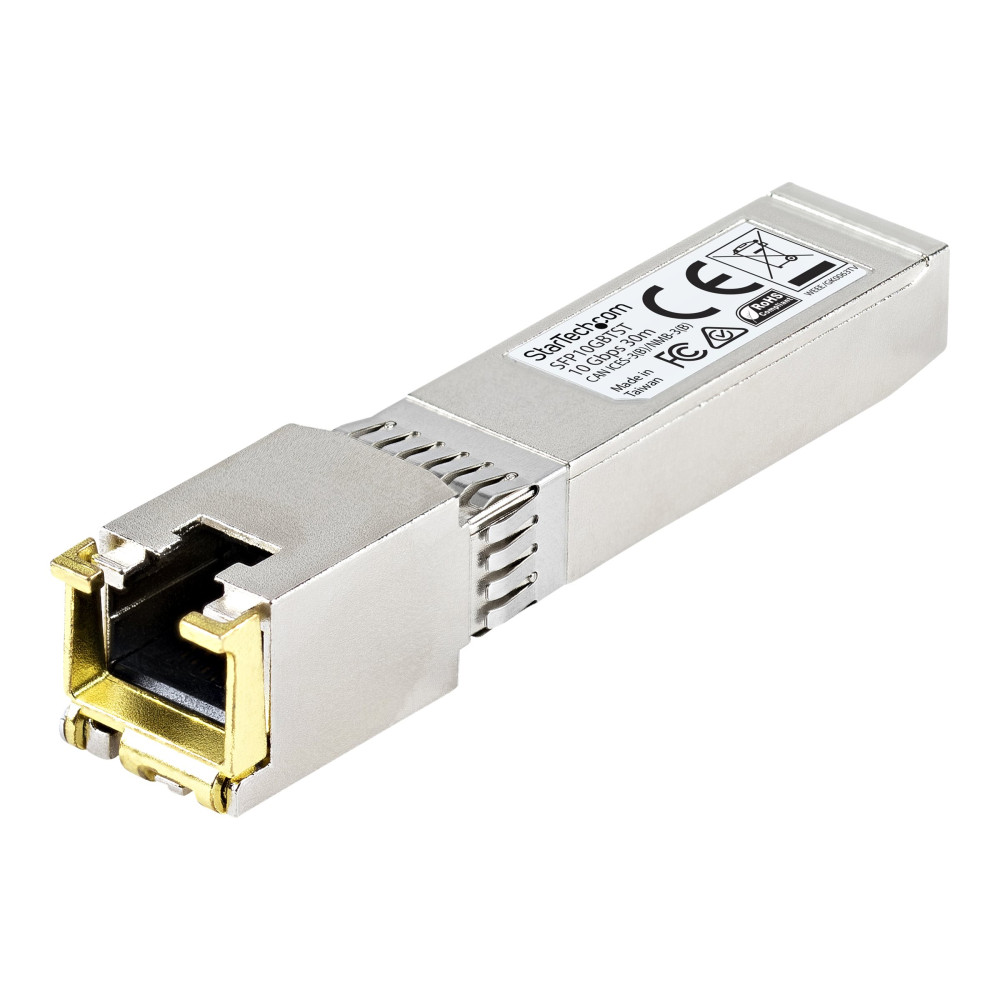 Produktbild för StarTech.com MSA-kompatibel SFP+-sändarmodul - 10GBASE-T - SFP+ sändar/mottagarmodul - 10GbE - TAA-kompatibel