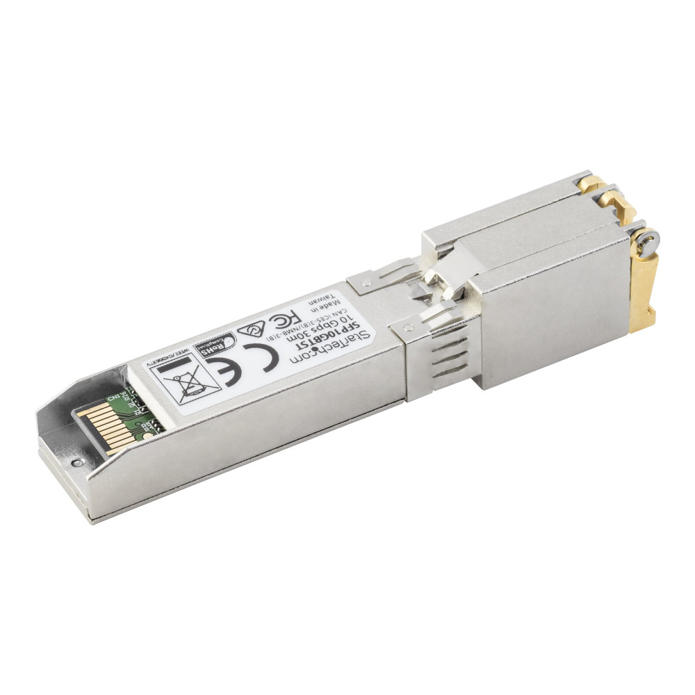 Produktbild för StarTech.com MSA-kompatibel SFP+-sändarmodul - 10GBASE-T - SFP+ sändar/mottagarmodul - 10GbE - TAA-kompatibel