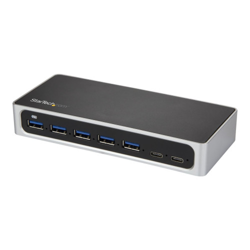 StarTech.com StarTech.com USB C-hubb med 7 portar och med snabbladdningsport - USB-C till 5x USB-A 2x USB-C (USB 3.0 SuperSpeed 5 Gbps) - Strömförsörjd USB 3.1 Gen 1 Type-C-hubb med strömadapter - Bärbar/stationär datorhubb - hubb - 7 portar