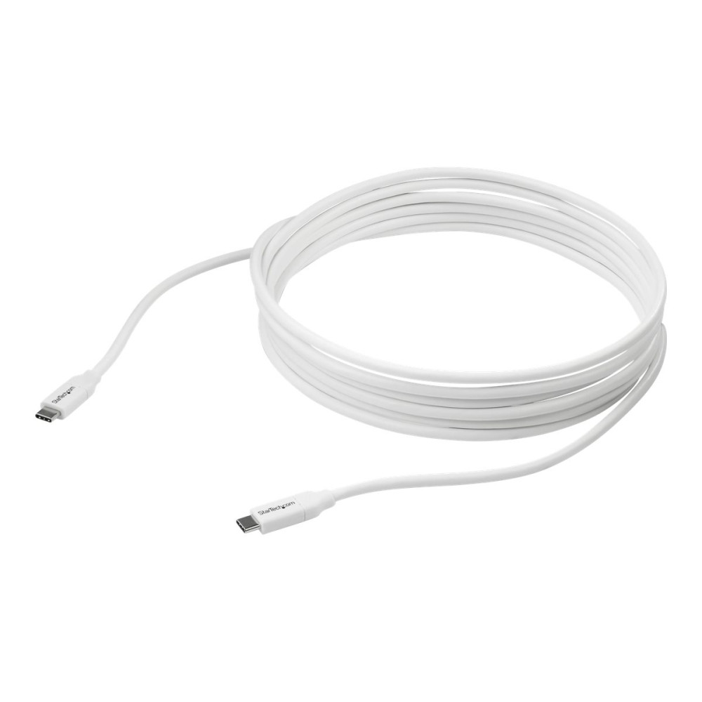 Produktbild för StarTech USB C to USB C Cable - 13 ft / 4m - 5A PD - M/M - White - USB 2.0 - USB-IF Certified - USB Type C Cable - USB C Charging Cable (USB2C5C4MW) - USB typ C-kabel - USB-C till USB-C - 4 m
