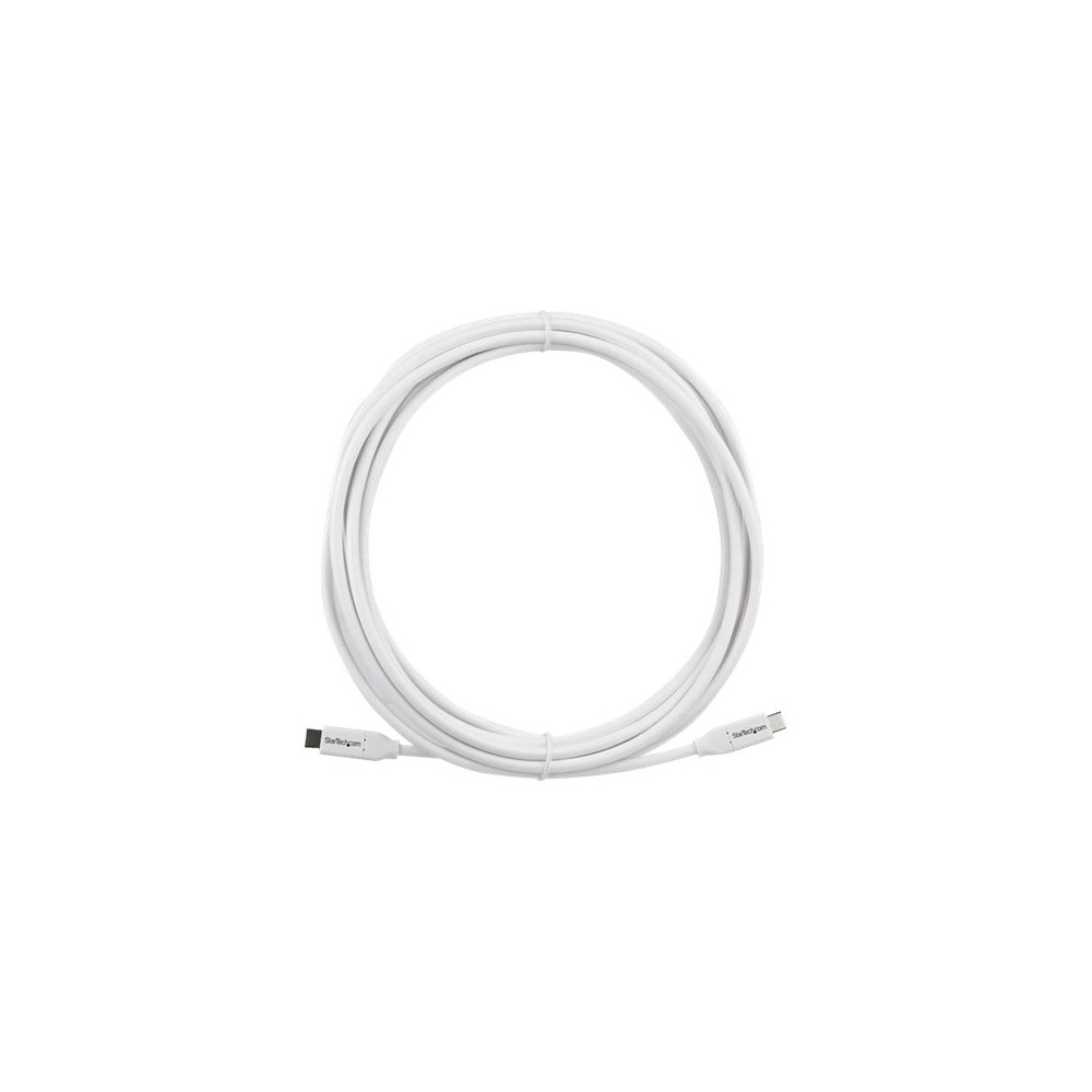 Produktbild för StarTech USB C to USB C Cable - 13 ft / 4m - 5A PD - M/M - White - USB 2.0 - USB-IF Certified - USB Type C Cable - USB C Charging Cable (USB2C5C4MW) - USB typ C-kabel - USB-C till USB-C - 4 m