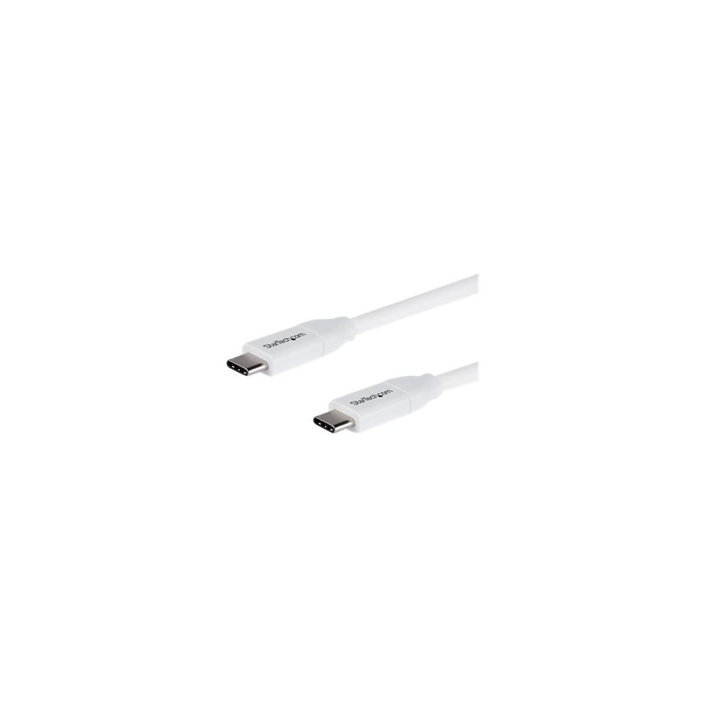 Produktbild för StarTech USB C to USB C Cable - 13 ft / 4m - 5A PD - M/M - White - USB 2.0 - USB-IF Certified - USB Type C Cable - USB C Charging Cable (USB2C5C4MW) - USB typ C-kabel - USB-C till USB-C - 4 m