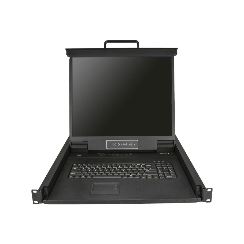 Produktbild för StarTech.com 8-ports rackmonterad KVM-konsol med 1,8 m kablar - Integrerad KVM-switch med 19-tums LCD-skärm - 1U LCD KVM-låda - OSD KVM - Hållbar 50 000 MTBF - USB + VGA-support - KVM-konsol - 19"