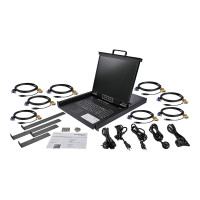Produktbild för StarTech.com 8-ports rackmonterad KVM-konsol med 1,8 m kablar - Integrerad KVM-switch med 19-tums LCD-skärm - 1U LCD KVM-låda - OSD KVM - Hållbar 50 000 MTBF - USB + VGA-support - KVM-konsol - 19"