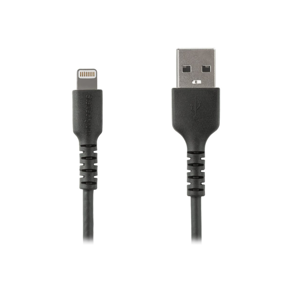 Produktbild för StarTech.com 1m tålig svart USB-A till Blixtkabel - Tungt, robust aramifiber USB typ A till Blixtladdare/synkron strömsladd - Apple MFi-certifierad iPad/iPhone 12 - Lightning-kabel - Lightning / USB - 1 m