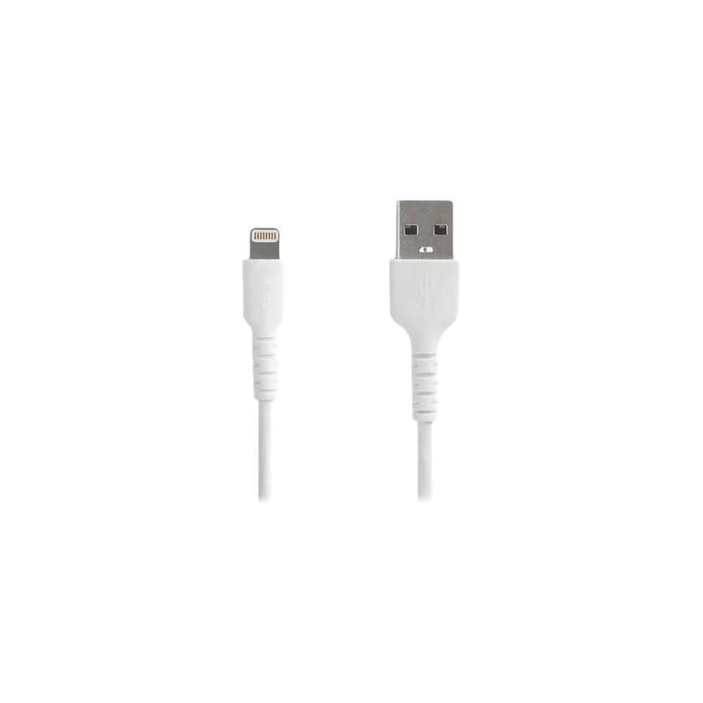 Produktbild för StarTech.com 1m tålig vitt USB-A till Blixtkabel - Tungt, robust aramifiber USB typ A till Blixtladdare/synkron strömsladd - Apple MFi-certifierad iPad/iPhone 12 - Lightning-kabel - Lightning / USB - 1 m