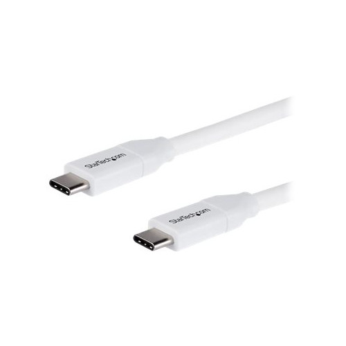 StarTech.com StarTech USB C to USB C Cable - 6 ft / 2m - 5A PD - M/M - White - USB 2.0 - USB-IF Certified - USB Type C Cable - USB C Charging Cable (USB2C5C2MW) - USB typ C-kabel - USB-C till USB-C - 2 m