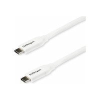 Produktbild för StarTech USB C to USB C Cable - 6 ft / 2m - 5A PD - M/M - White - USB 2.0 - USB-IF Certified - USB Type C Cable - USB C Charging Cable (USB2C5C2MW) - USB typ C-kabel - USB-C till USB-C - 2 m