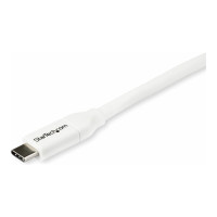 Produktbild för StarTech USB C to USB C Cable - 6 ft / 2m - 5A PD - M/M - White - USB 2.0 - USB-IF Certified - USB Type C Cable - USB C Charging Cable (USB2C5C2MW) - USB typ C-kabel - USB-C till USB-C - 2 m