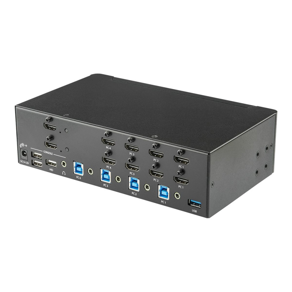 Produktbild för StarTech.com StarTech.com 4-Port Dual Monitor HDMI KVM Switch with Audio & USB 3.0 hub - 4K 30Hz - 4 PC Mac Computer KVM Switch Box for HDMI Display (SV431DHD4KU) - omkopplare för tangentbord/video/mus/ljud/USB - 4 portar - rackmonterbar