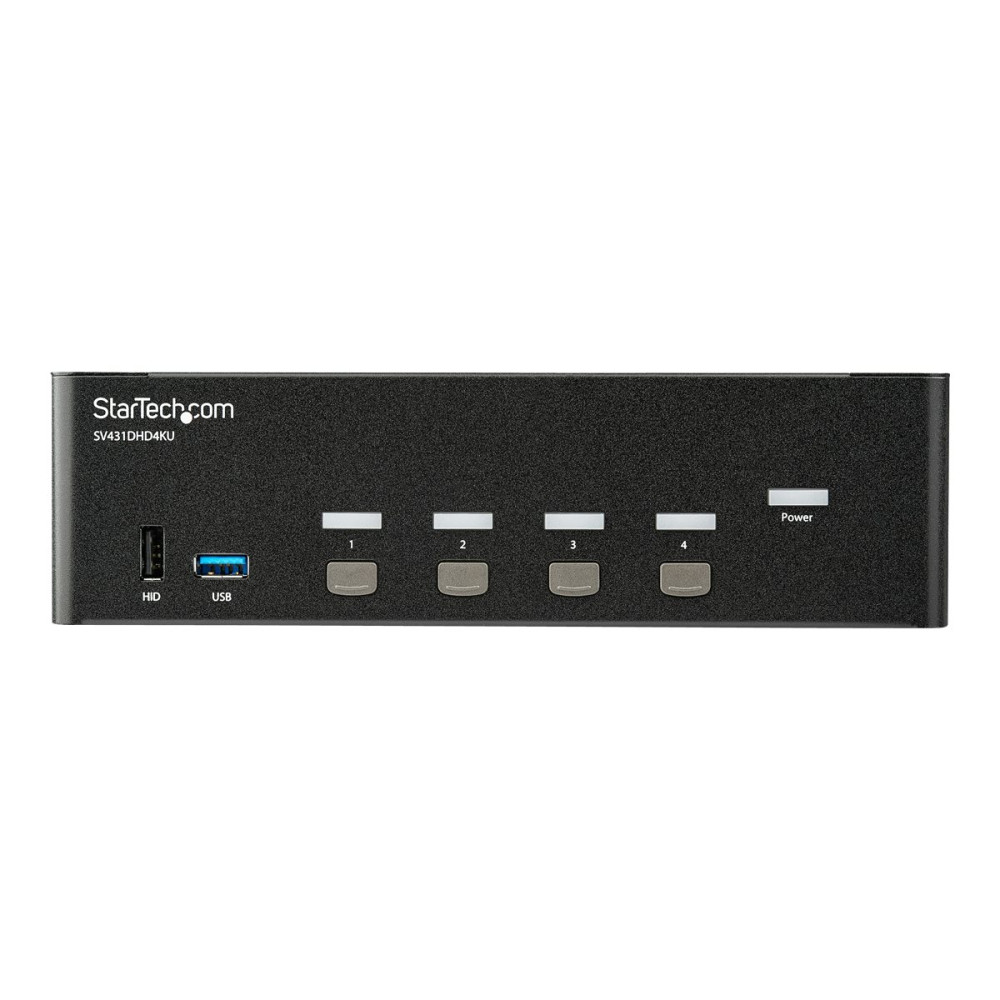 Produktbild för StarTech.com StarTech.com 4-Port Dual Monitor HDMI KVM Switch with Audio & USB 3.0 hub - 4K 30Hz - 4 PC Mac Computer KVM Switch Box for HDMI Display (SV431DHD4KU) - omkopplare för tangentbord/video/mus/ljud/USB - 4 portar - rackmonterbar