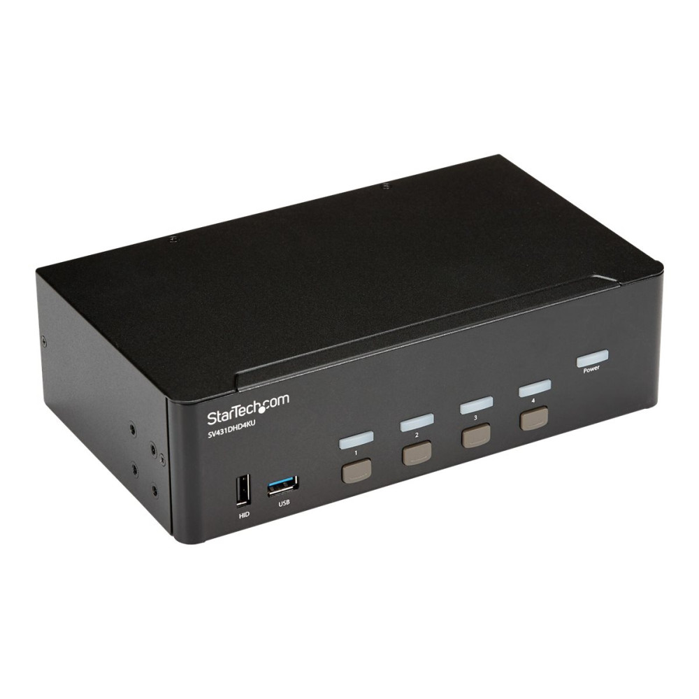 Produktbild för StarTech.com StarTech.com 4-Port Dual Monitor HDMI KVM Switch with Audio & USB 3.0 hub - 4K 30Hz - 4 PC Mac Computer KVM Switch Box for HDMI Display (SV431DHD4KU) - omkopplare för tangentbord/video/mus/ljud/USB - 4 portar - rackmonterbar