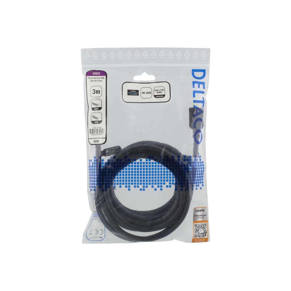 Produktbild för DELTACO HDMI-1030D - HDMI-kabel med Ethernet - 3 m