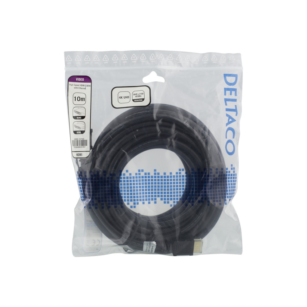 Produktbild för DELTACO HDMI-1070D - HDMI-kabel med Ethernet - 10 m