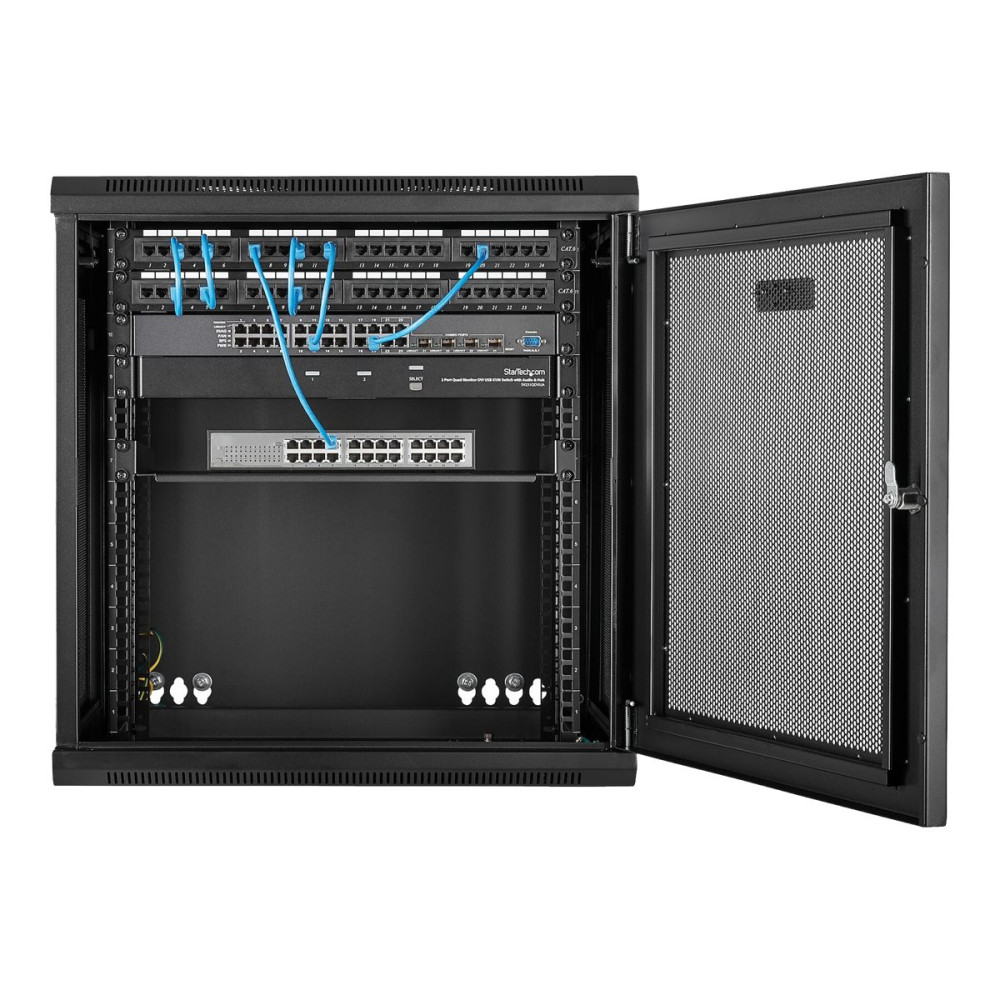 Produktbild för StarTech.com 12U väggmonterat serverrackskåp - upp till 16 tum (40,6 cm) djupt - gångjärnsupphängning - rackmonteringsskåp - 12U