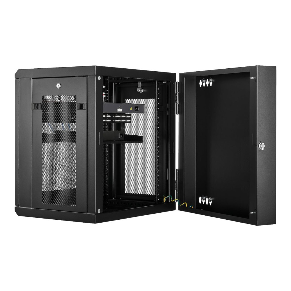 Produktbild för StarTech.com 12U väggmonterat serverrackskåp - upp till 16 tum (40,6 cm) djupt - gångjärnsupphängning - rackmonteringsskåp - 12U