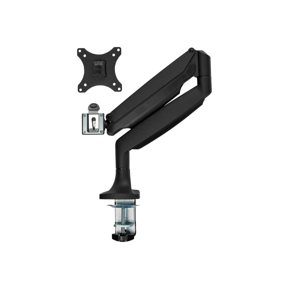 Produktbild för StarTech.com Skrivbordsmonterad monitorarm - Kraftig ergonomisk VESA-monitorarm - En skärm på 9 kg - Rörlig i alla riktningar, höjdjusterbar, ledad - Aluminium - C-klämma/genomföring - Svart monteringssats - justerbar arm - för LCD-display - svart