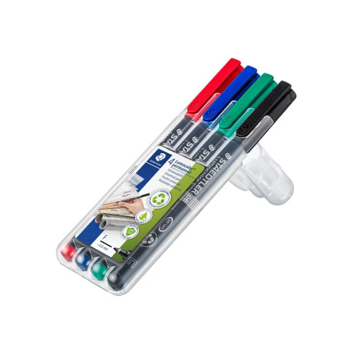 STAEDTLER STAEDTLER Lumocolor 318 - markering - svart, röd, blå, grön (paket om 4)