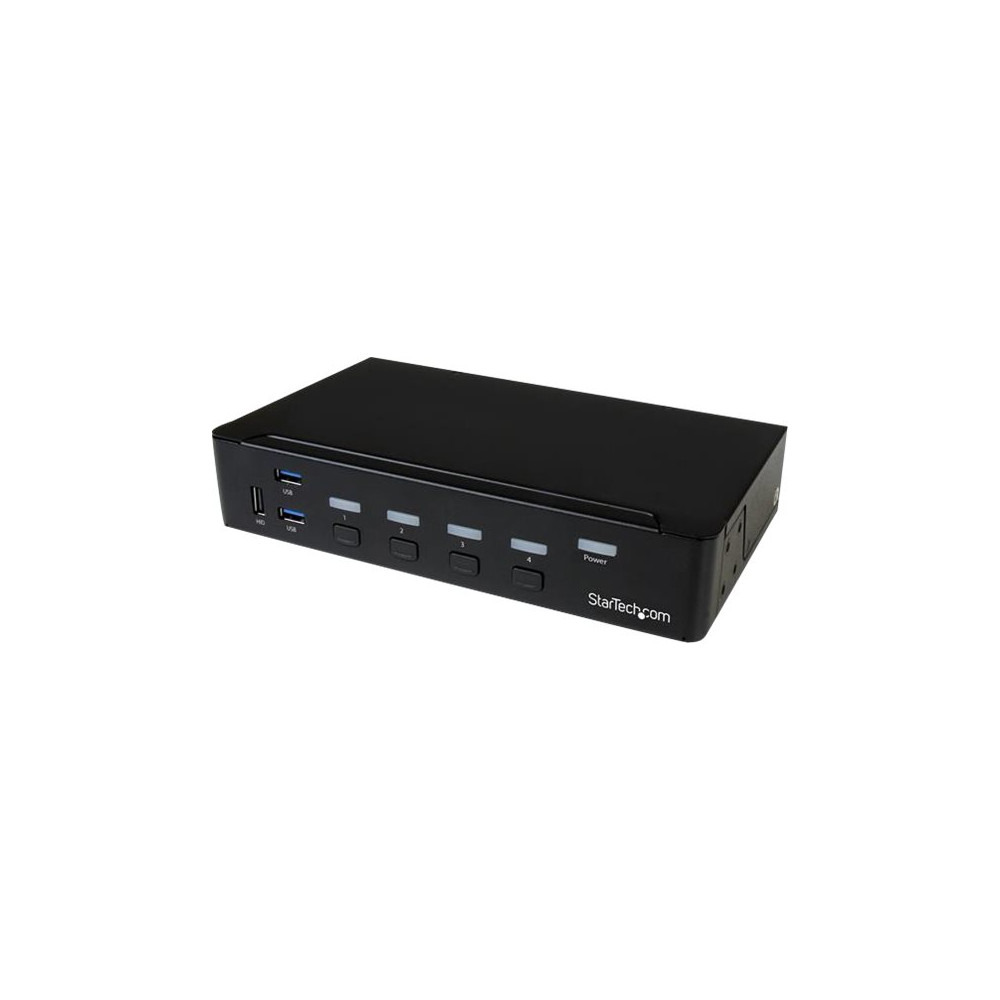 Produktbild för Startech DisplayPort KVM-switch med 4 portar - USB 3.0 - 4K 30 Hz - omkopplare för tangentbord/video/mus/USB - 4 portar - rackmonterbar