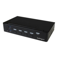 Produktbild för Startech DisplayPort KVM-switch med 4 portar - USB 3.0 - 4K 30 Hz - omkopplare för tangentbord/video/mus/USB - 4 portar - rackmonterbar
