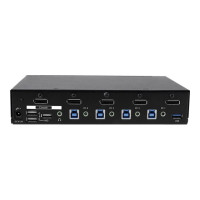 Produktbild för Startech DisplayPort KVM-switch med 4 portar - USB 3.0 - 4K 30 Hz - omkopplare för tangentbord/video/mus/USB - 4 portar - rackmonterbar