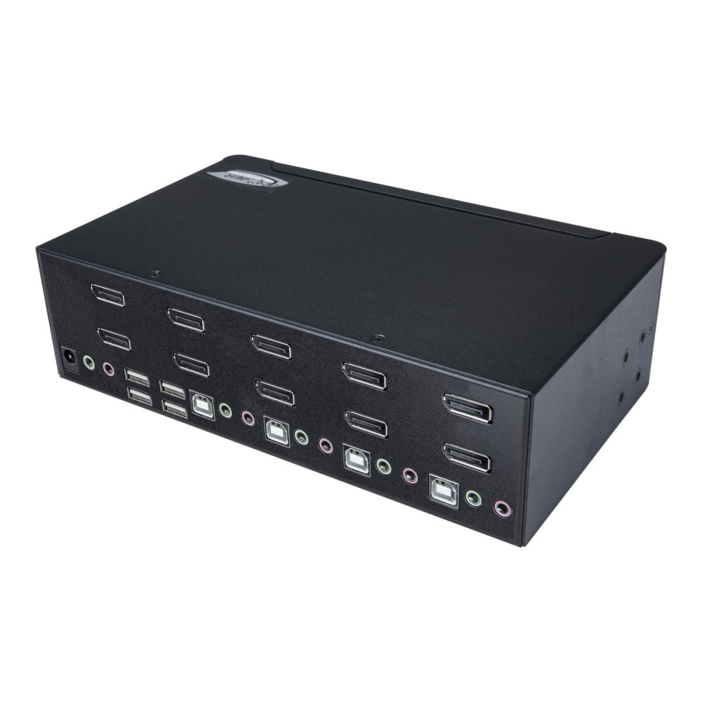Produktbild för StarTech.com 4-ports Dual DisplayPort KVM-switch - 4K 60 Hz - omkopplare för tangentbord/video/mus/ljud/USB - 4 portar - rackmonterbar