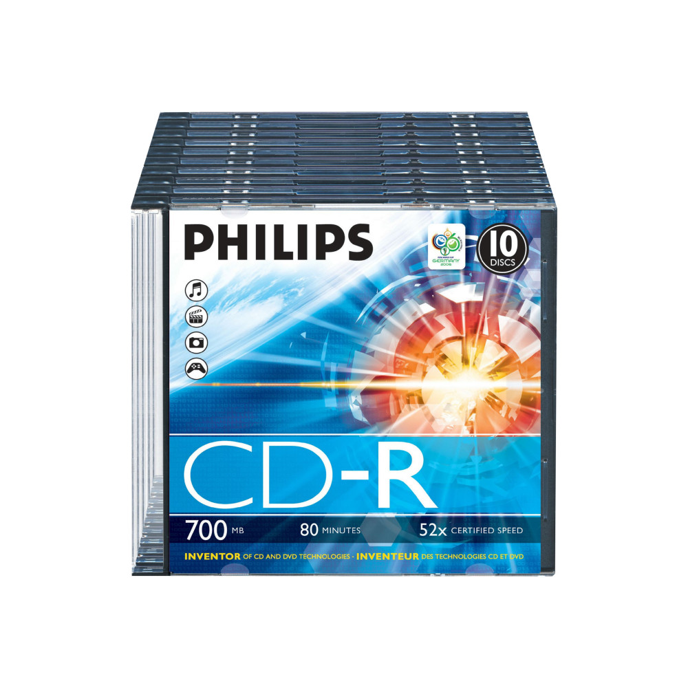 Produktbild för Philips - CD-R x 10 - 700 MB - lagringsmedier