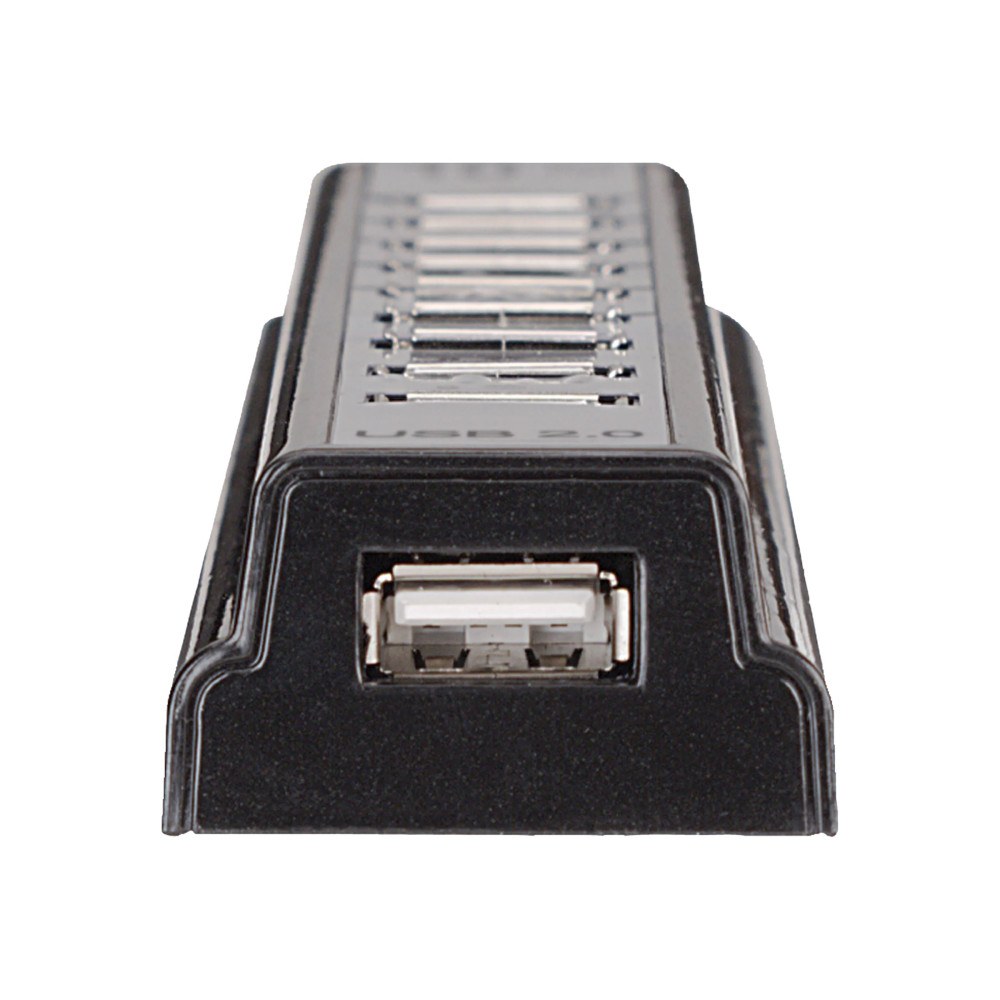 Produktbild för Manhattan USB-A 10-Port Desktop Hub, 10x USB-A Ports, 480 Mbps (USB 2.0), Bus or AC Power, Hi-Speed USB, Black, Three Year Warranty, Boxed - hubb - 10 portar