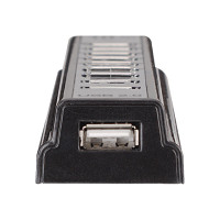 Produktbild för Manhattan USB-A 10-Port Desktop Hub, 10x USB-A Ports, 480 Mbps (USB 2.0), Bus or AC Power, Hi-Speed USB, Black, Three Year Warranty, Boxed - hubb - 10 portar