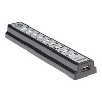 Produktbild för Manhattan USB-A 10-Port Desktop Hub, 10x USB-A Ports, 480 Mbps (USB 2.0), Bus or AC Power, Hi-Speed USB, Black, Three Year Warranty, Boxed - hubb - 10 portar