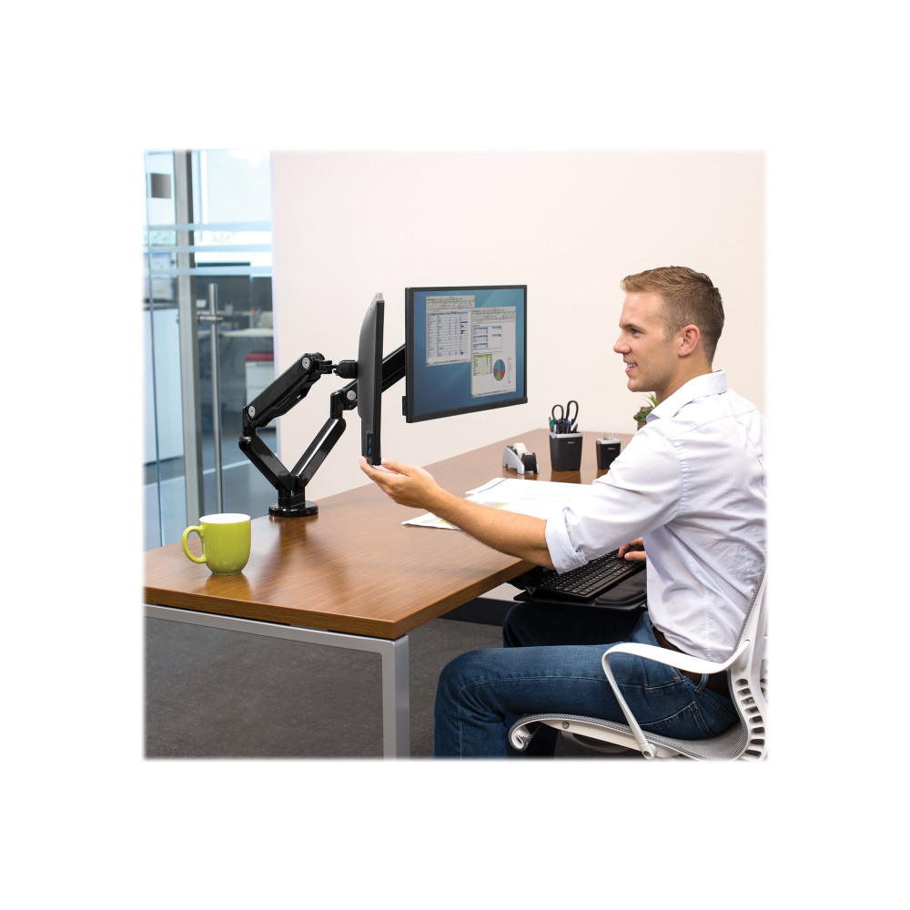 Produktbild för Fellowes Platinum Series Dual Monitor Arm monteringssats - justerbar arm - för 2 monitorer - svart