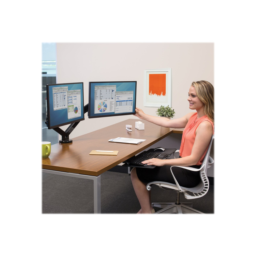 Produktbild för Fellowes Platinum Series Dual Monitor Arm monteringssats - justerbar arm - för 2 monitorer - svart