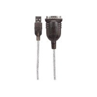 Produktbild för Manhattan USB-A to Serial Converter cable, 45cm, Male to Male, Serial/RS232/COM/DB9, Prolific PL-2303HXD Chip, Black/Silver cable, Three Year Warranty, Polybag - seriell adapter - USB - RS-232