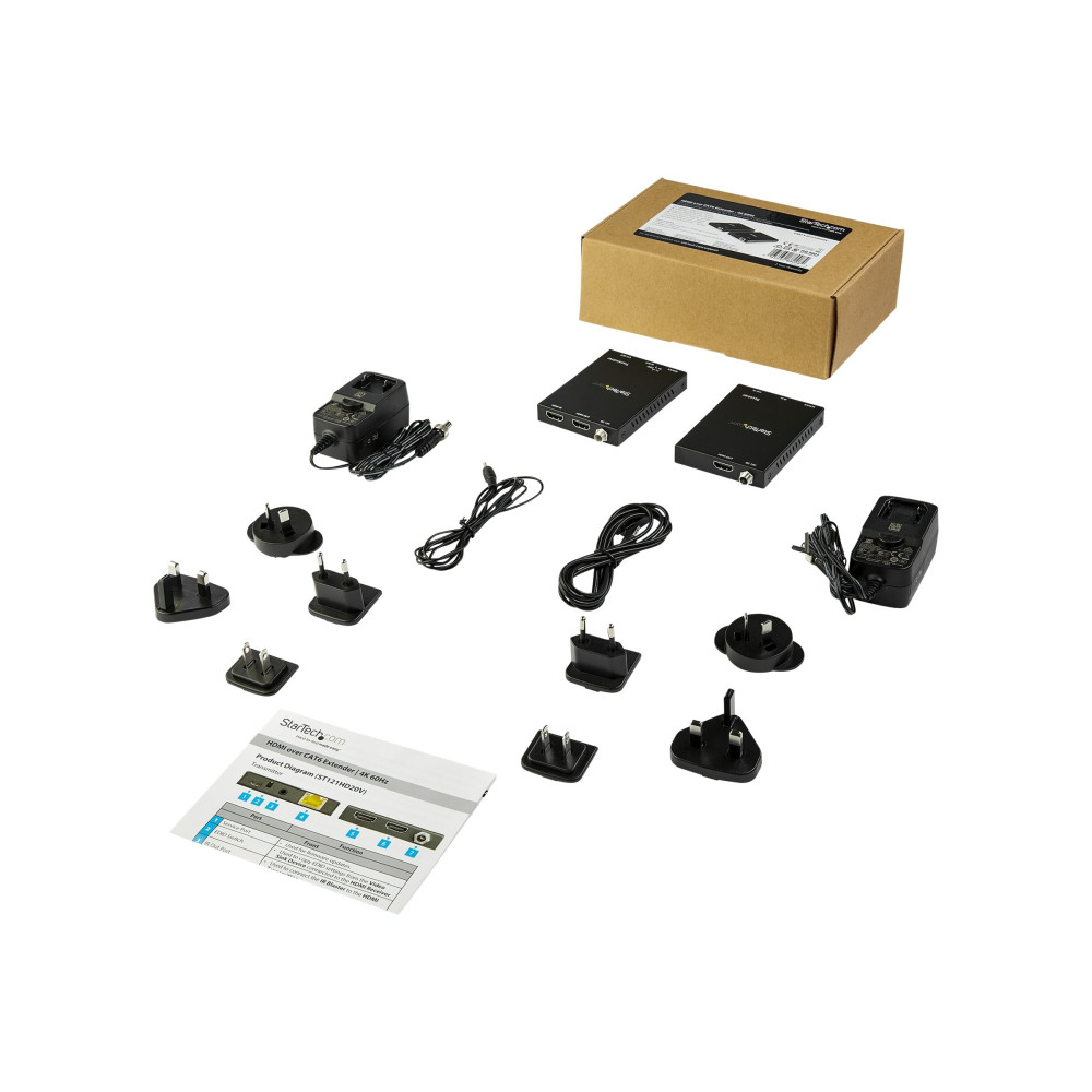 Produktbild för StarTech.com HDMI över CAT6 förlängarsats - 4K 60 Hz - förlängd räckvidd för audio/video - HDMI