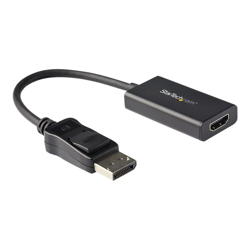 Produktbild för StarTech.com DisplayPort till HDMI-adapter - 4K 60 Hz HDR10 Aktiv DisplayPort 1.4 till HDMI 2.0b videokonverterare - 4K DP till HDMI-adapterdongel för monitor/skärm/TV - DP-kontakt med låsning - videokort - DisplayPort / HDMI - 25.16 cm
