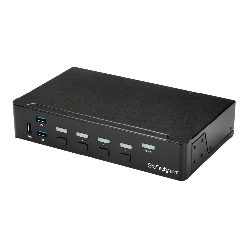 Produktbild för Startech HDMI KVM-switch med 4 portar - USB 3.0 - 1080p - omkopplare för tangentbord/video/mus/USB - 4 portar - rackmonterbar