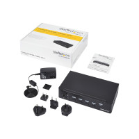 Produktbild för Startech HDMI KVM-switch med 4 portar - USB 3.0 - 1080p - omkopplare för tangentbord/video/mus/USB - 4 portar - rackmonterbar