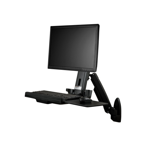 StarTech.com StarTech.com Väggmonterad arbetsstation - Ledat helt rörligt ståskrivbord med ergonomisk höjdjusterbar monitorarm och tangentbordsbricka - Mus- och skannerhållare - En enskild VESA-skärm monteringssats - för Bildskärm - svart