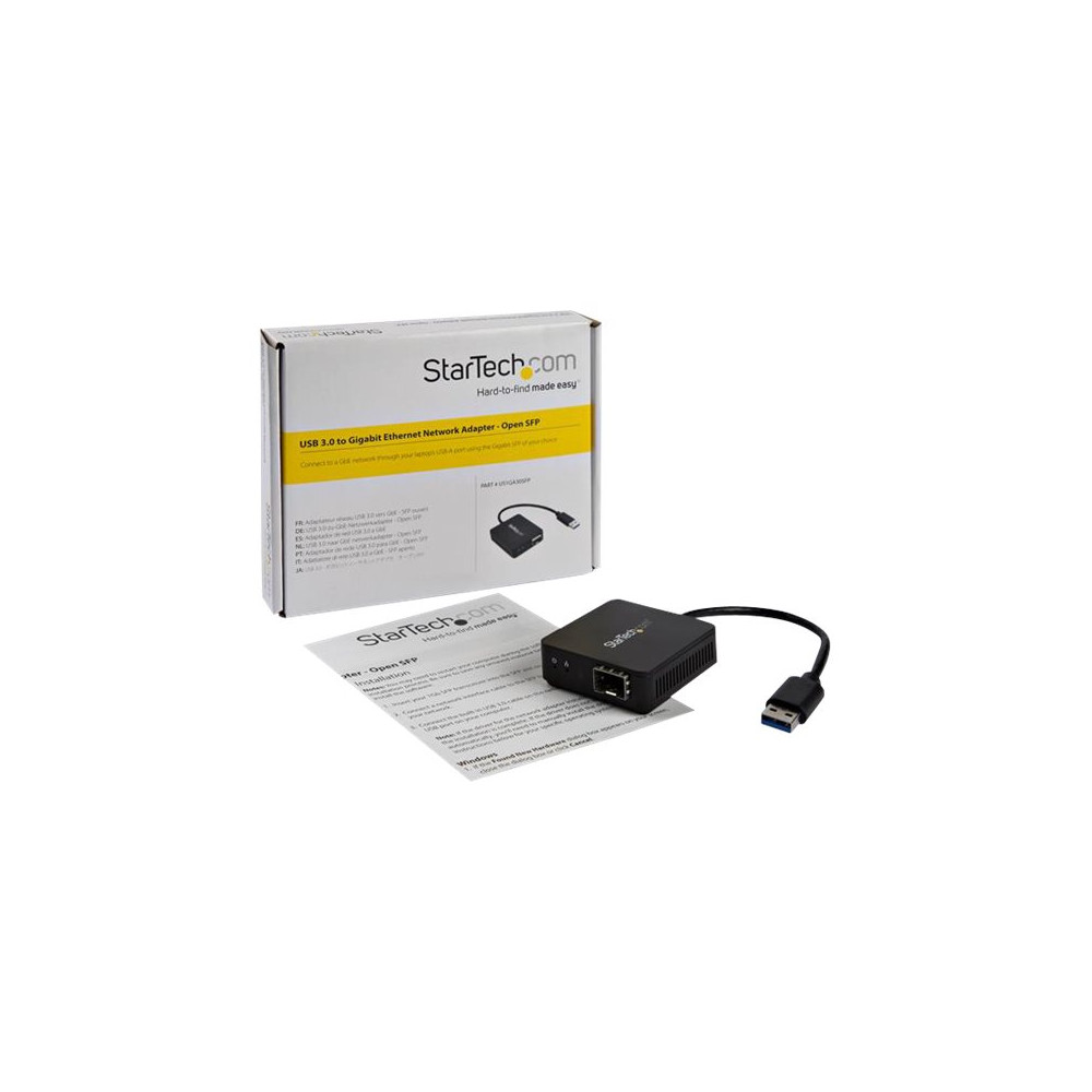 Produktbild för Startech USB 3.0 för fiberoptik-omvandlare - Kompakt USB till öppen SFP-adapter - USB till gigabit-nätverksadapter - Kompatibel med USB 3.0-fiberadapter med multiläge (MMF)/enkelläge Fiber (SMF) - nätverksadapter - USB 3.0 - 1000Base-LX/1000Base-SX x 1