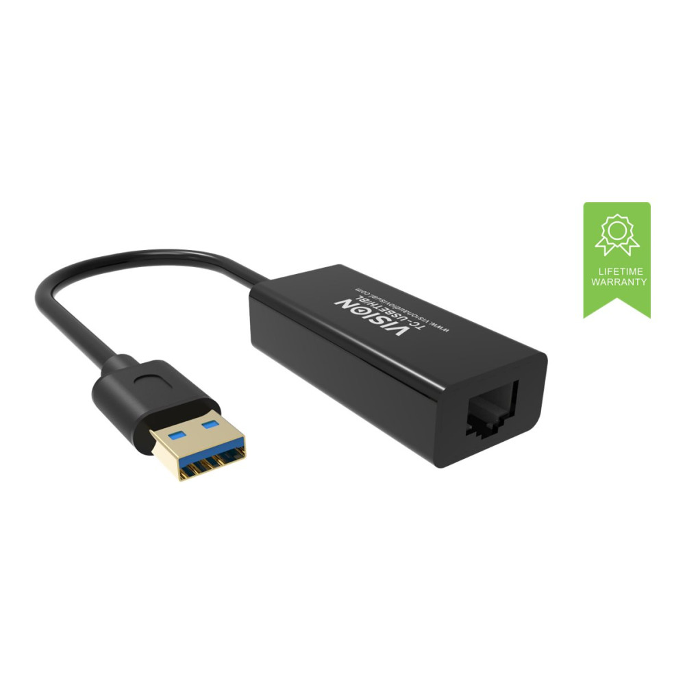 Produktbild för Vision TC-USBETH/BL - nätverksadapter - USB 2.0 - Gigabit Ethernet x 1