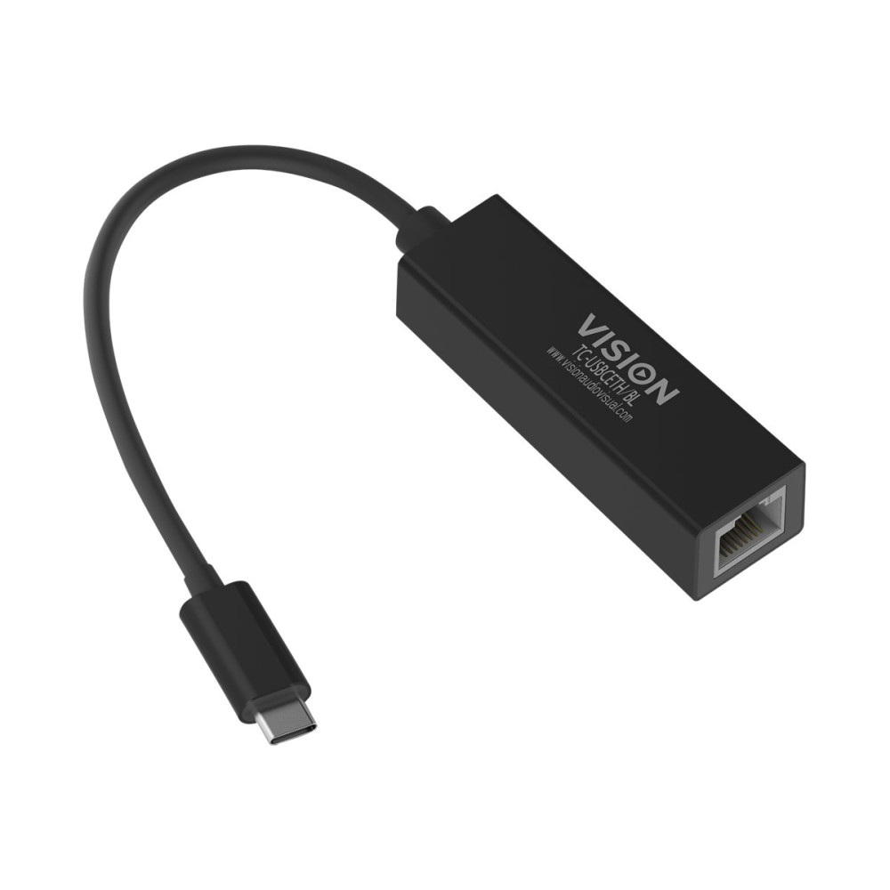 Produktbild för Vision TC-USBCETH/BL - nätverksadapter - USB-C 3.1 - Gigabit Ethernet x 1
