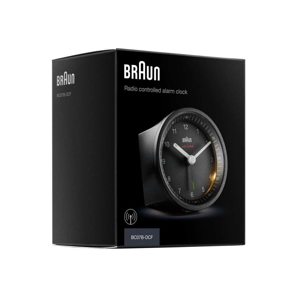 Produktbild för Braun BC07 - väckarklocka - rund - kvarts - skrivbord - svart