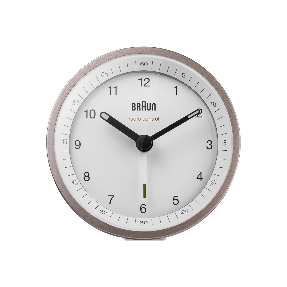 Produktbild för Braun BC07 - väckarklocka - rund - kvarts - skrivbord - vit/rosa