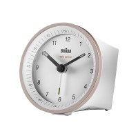 Produktbild för Braun BC07 - väckarklocka - rund - kvarts - skrivbord - vit/rosa