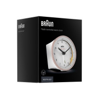 Produktbild för Braun BC07 - väckarklocka - rund - kvarts - skrivbord - vit/rosa