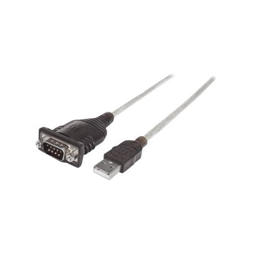 Manhattan Manhattan USB-A to Serial Converter cable, 45cm, Male to Male, Serial/RS232/COM/DB9, FTDI FT232RL Chip, Black/Silver cable, Three Years Warranty, Polybag - seriell adapter - USB - RS-232