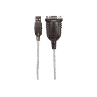 Produktbild för Manhattan USB-A to Serial Converter cable, 45cm, Male to Male, Serial/RS232/COM/DB9, FTDI FT232RL Chip, Black/Silver cable, Three Years Warranty, Polybag - seriell adapter - USB - RS-232