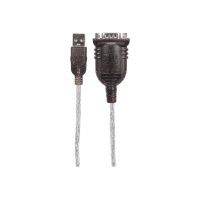 Produktbild för Manhattan USB-A to Serial Converter cable, 1.8m, Male to Male, Serial/RS232/COM/DB9, Prolific PL-2303RA Chip, Black/Silver cable, Three Years Warranty, Polybag - seriell adapter - USB - RS-232 x 1